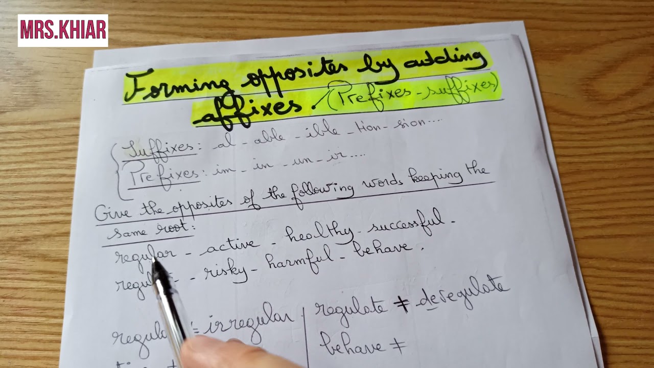 [BAC2022]تكوين الضد بإضافة suffix/prefix