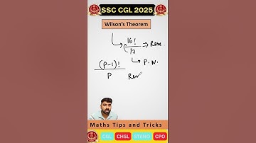 Wilsons theorem SSC Number System #cgl #mathstricks #sscpreparation #shortfeed #numbersystem #ssc