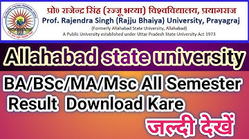 Allahabad state university result Download Kare l Ma/ Msc/Bed/LLB/BALLB/BPEd All subject