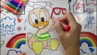 Tô màu vịt Donald | Bé tập tô Vịt Donald | Donald Duck Coloring | How to color Disney Mickey Mouse
