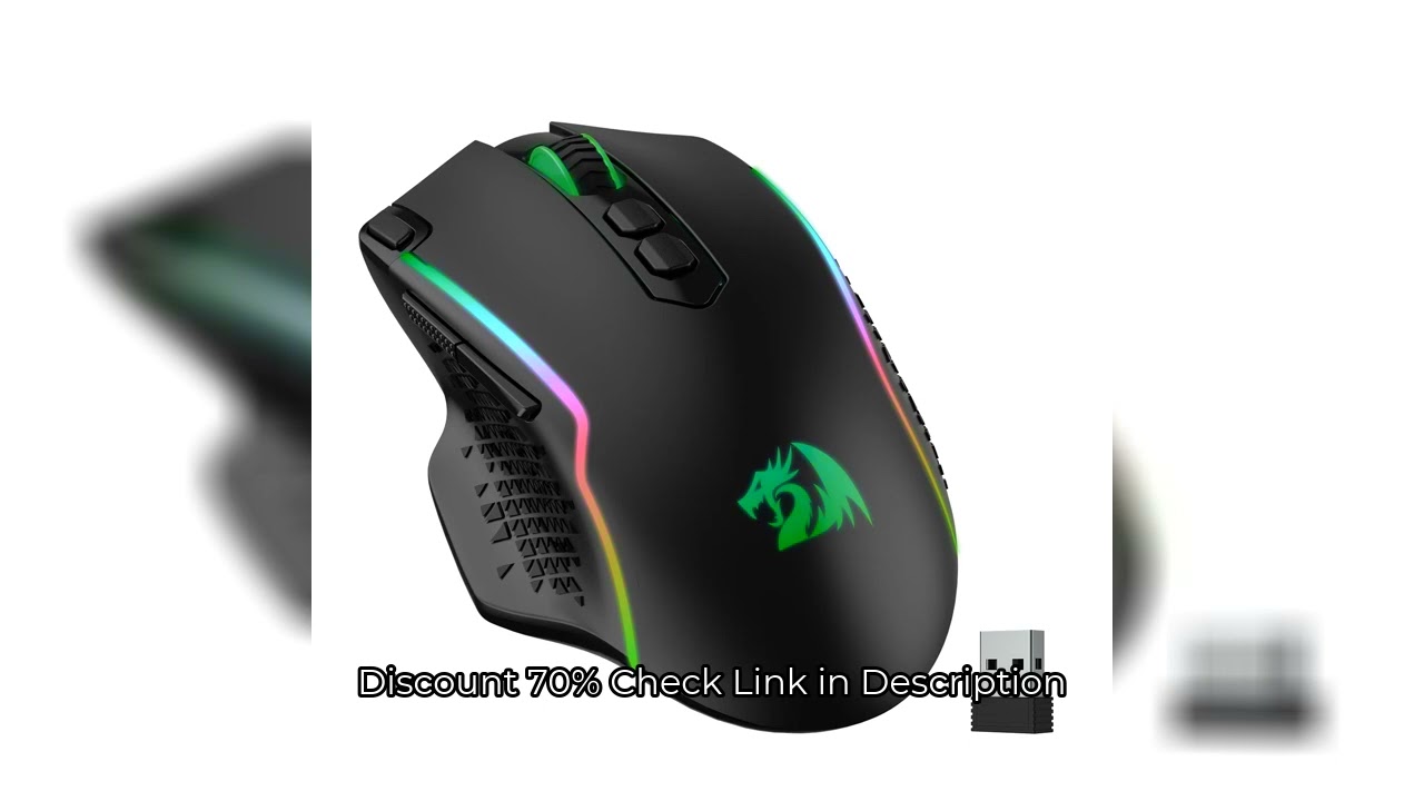 Redragon M810 Pro Wireless Gaming Mouse, 10000 DPI Wired Gamer Mouse w/ Rapid Fire Key, 8 Macro Butt