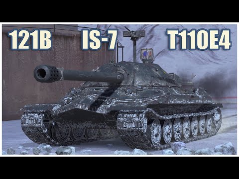 Видео: 121B, ИС-7 & T110E4 • WoT Blitz Gameplay