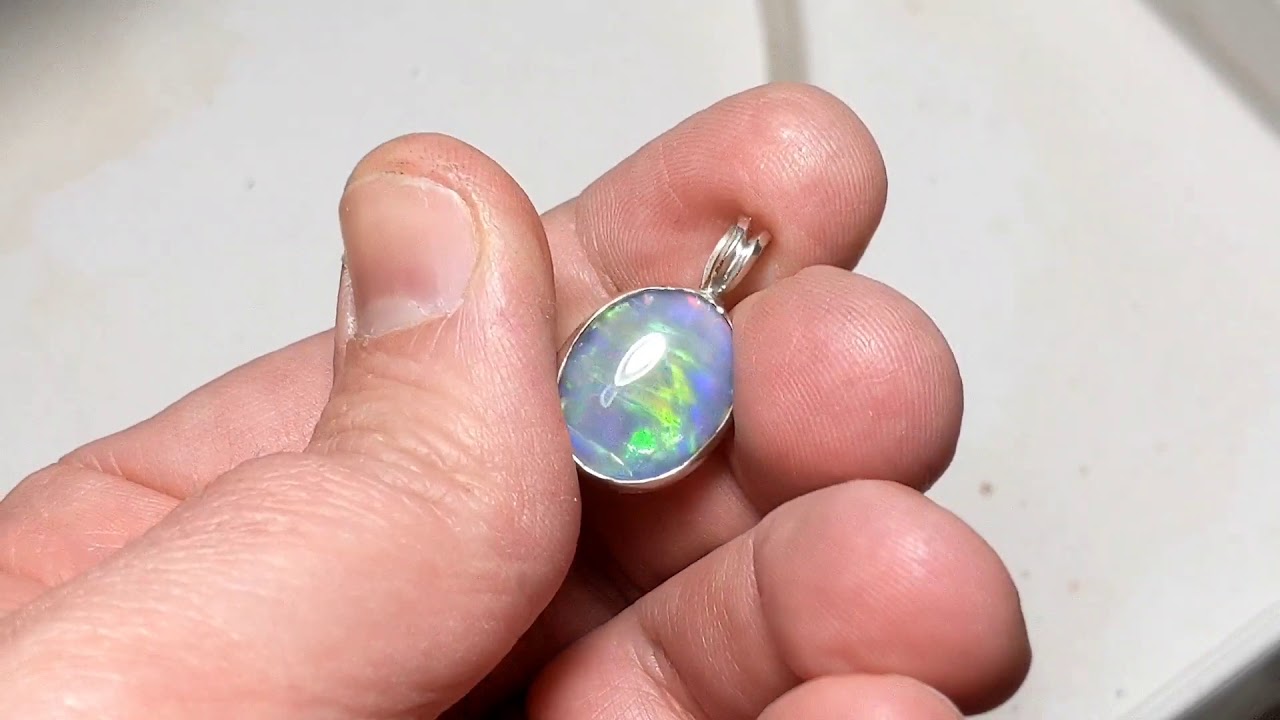 Idaho Opal Pendant set in Sterling silver - YouTube