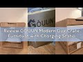Review GOUUN Modern Dog Crate Furniture with Charging Station Large Kennel Indoor with Flip-up Hidde