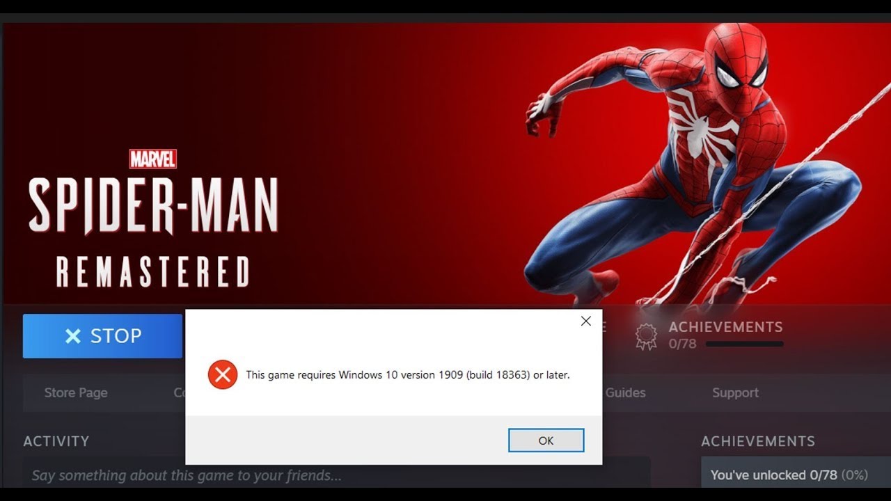 This game requires windows 10 or later. Фикс человек паук. Marvel Spider man Remastered системные требования. Как победить фикса в человеке пауке. Spider man Remastered Error Report problem.