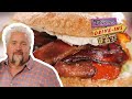 Guy Fieri Tries an Off-the-Hook Bagel BLT Sandwich (from #DDD) | Food Network