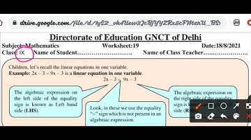 class-9|Solution of Doe maths worksheet-19|Date-18/8/21|linear equation in one variable|Eng medium