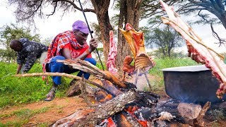 East African Food - He Gave Me The PRIZED DELICACY! [WARNING] - Goat Roast With Maasai in Kenya!