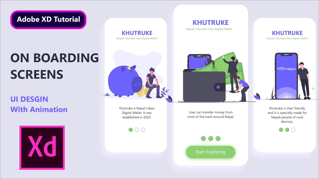 App Onboarding Screen (UI Design) Using Adobe XD || Adobe XD Tutorial ...
