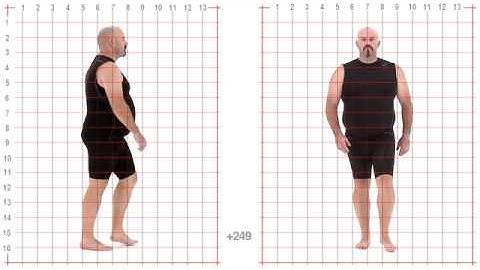 Larger Male Walk Cycle Animation Reference | Front & Side Views in Slow Motion with Grid Overlay