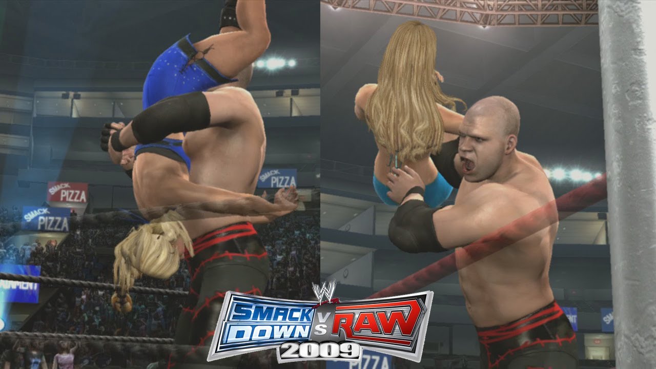 Smackdown vs Raw 2009 Kane Tombstone And Chokeslam Finisher All Divas