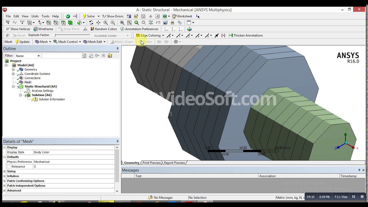 ANSYS Mechanical Tutorial -A bar assembly 1D Element - Normal Stress ...