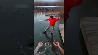 slipping and falling in the snow video reactions #shorts