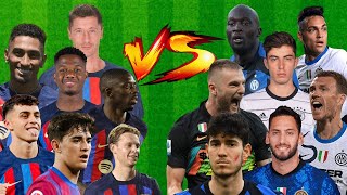 Fc Barcelona Lewandowski Depay Raphinha Gavi Vs Inter Lukaku Asllani Bastoni Džeko Uefa