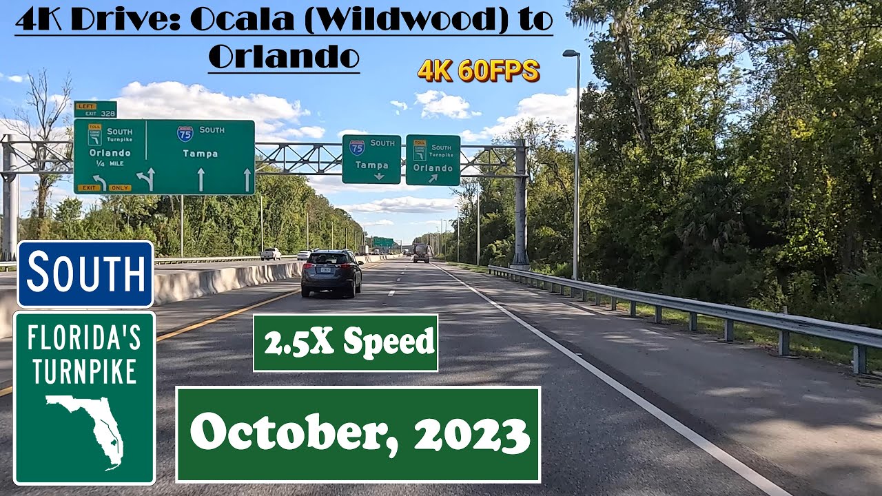 4K Drive: Ocala (Wildwood) to Orlando . Florida's Turnpike South - YouTube