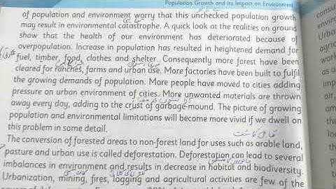 Unit# 4 Population Growth and its Impact on Environment (urdu translation) Grade 10