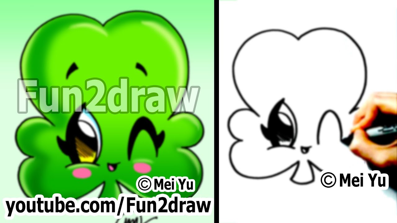 Kawaii - How to Draw Kawaii Stuff - St Patricks Day Irish Clover (Cute