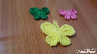 طريقه عمل فراشه كروشيه/كروشيه الفراشه بالخيط /How to crochet a butterfly