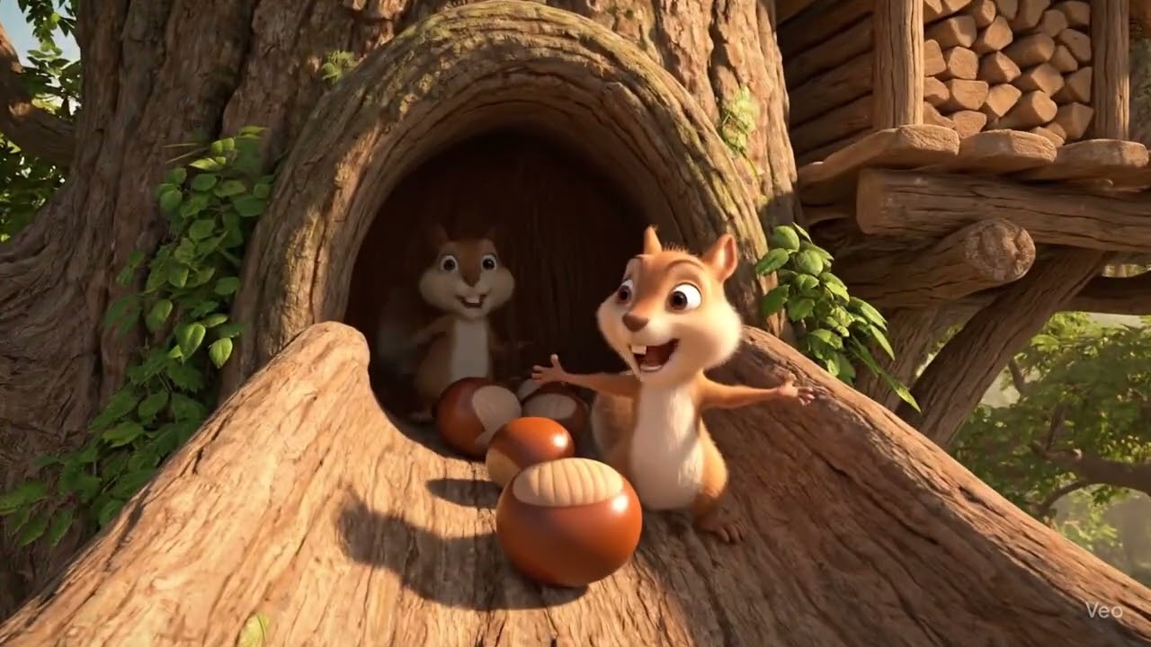 Squirrels' journey of harvesting seeds 