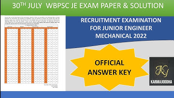Official Answer Key/ WBPSC-JE/ Mechanical / Objection Raise