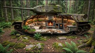 I Found an Abandoned Tank in the Deep Forest and Built a Secret Luxury Home (ASMR)
