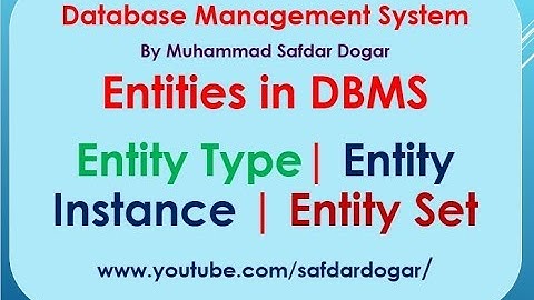 Entities in DBMS | Entity Type| Entity Instance | Entity Set In DBMS