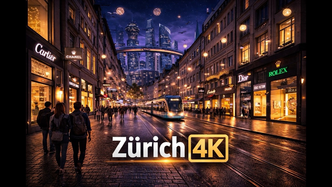 Zürich Walking 4K Magical night lights ✨