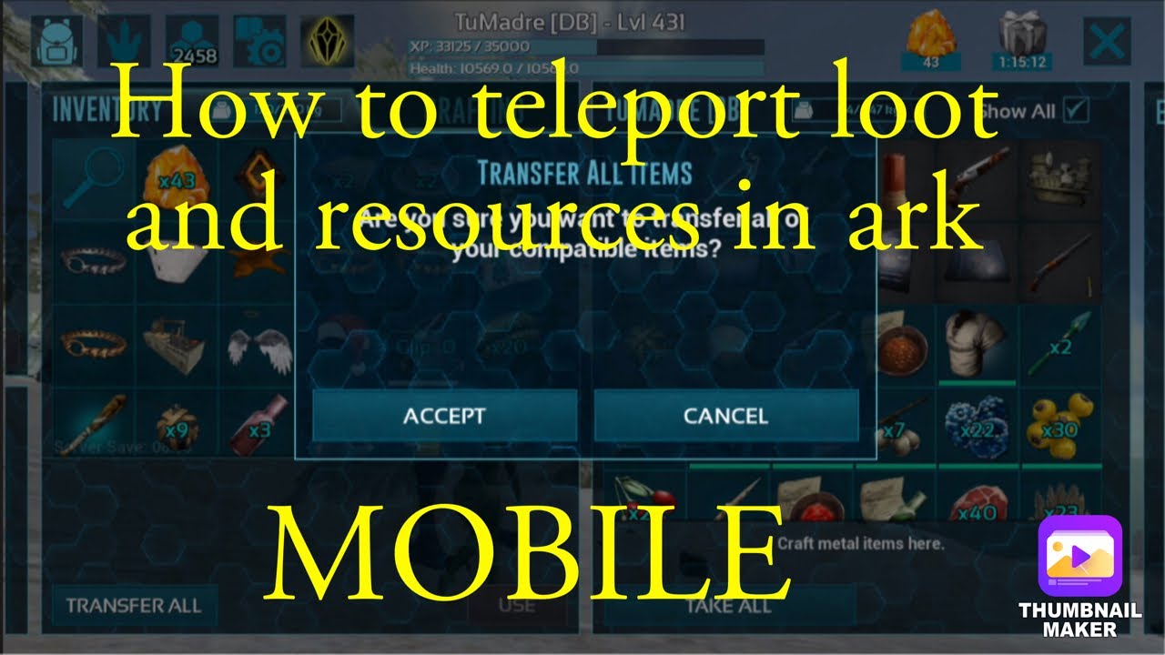 Ark mobile How to teleport loot and resources official server - YouTube