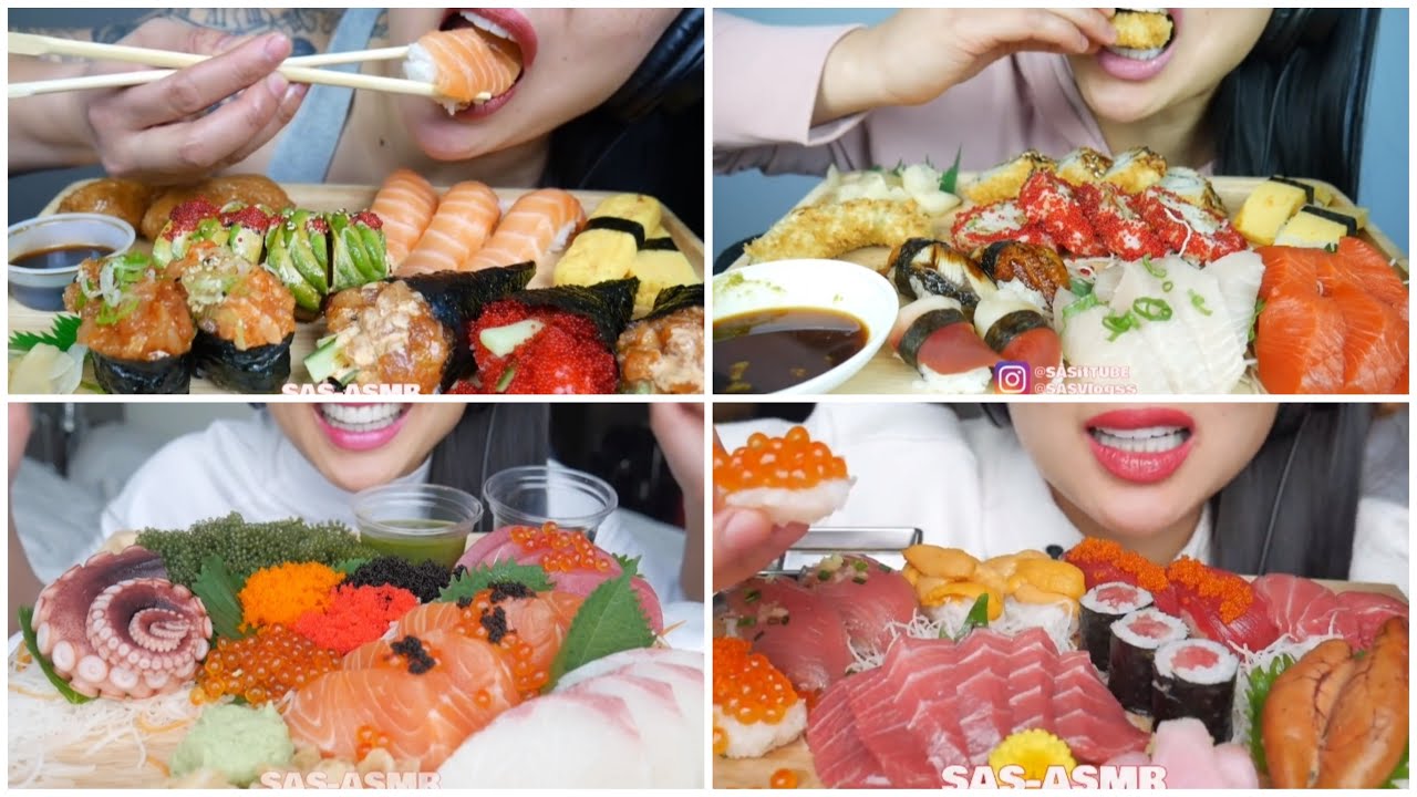 BEST COMPILATION @SASASMR  | SUSHI PLATTER FEAST/SASHIMI 🍣