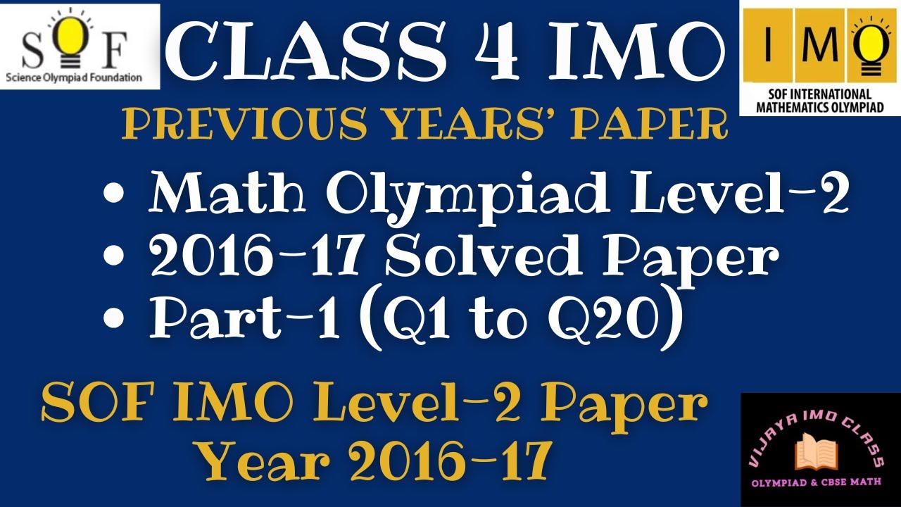 BOOST YOUR SOF IMO Level-2 SCORE with Class 4 SOLVED PAPER 2016-17 Q1 ...