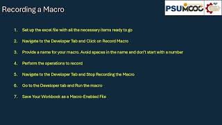 Excel: Lecture 4 Creating your first Macro