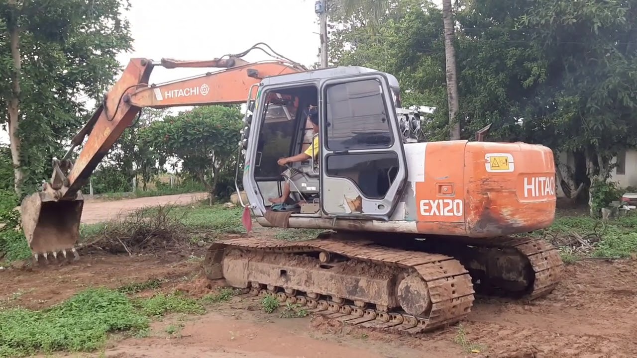 ยังโสด HITACHI EX120-2 พาดูเครื่อง ปั้ม โป๊ะ แพร์ เก่ง ไฟฟ้าเต็ม เล่มมี ช่วงล่างดี excavator EP.7071