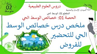 ملخص درس خصائص الوسط الحي تحضيرا للفروض للسنة 02 متوسط
