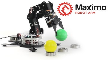 Maximo Robot Arm is playing with balls