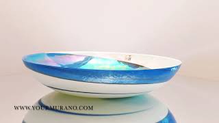 Murano glass pearl clear blue bowl - BOVOLO | YOURMURANO