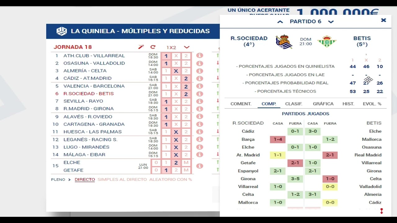 La quiniela jornada 18