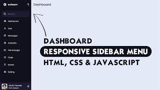Responsive Side Navigation Bar in HTML CSS And JavaScript | Dashboard Sidebar Menu