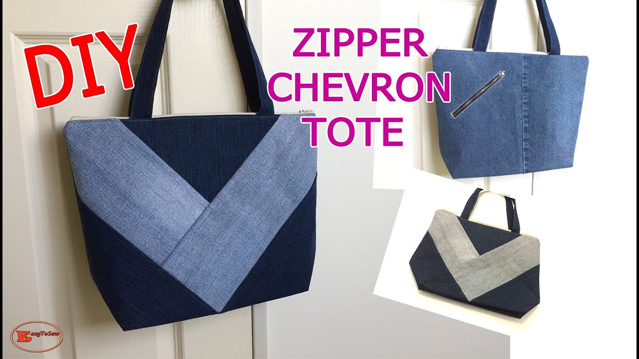 ZIPPER CHEVRON TOTE BAG |TOTE BAG SEWING TUTORIAL/CHEVRON BAG/BAG ...