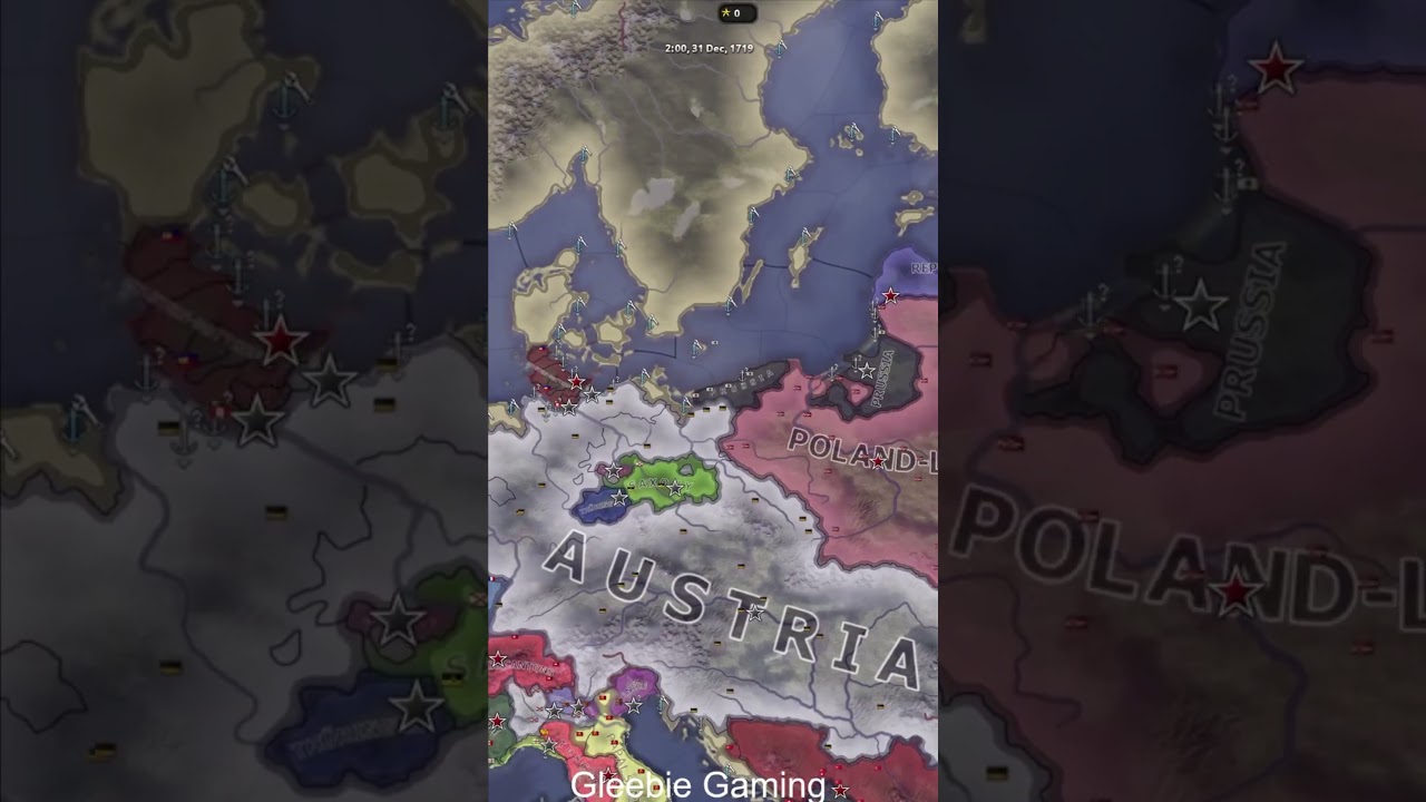 HOI4 1718 TIMELAPSE, ALL GERMAN STATES VS AUSTRIA 