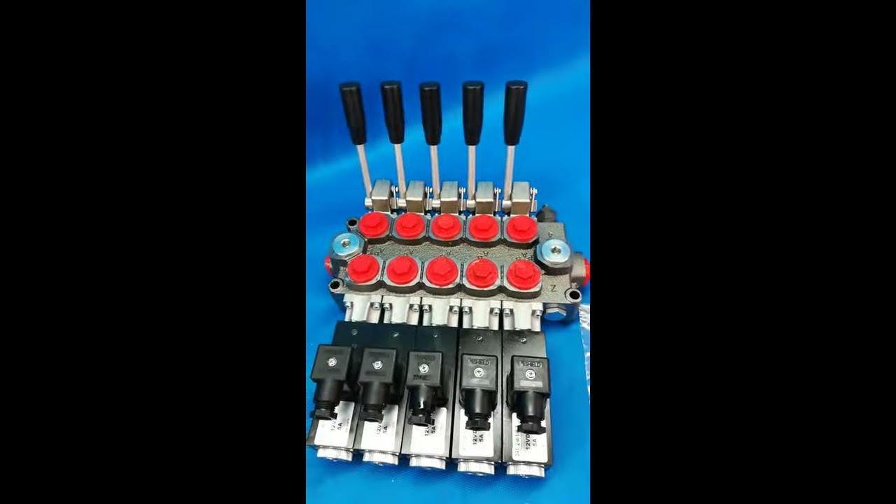 5 FACH Hydraulikventil GALTECH Q45 60 l/min 16 GPM Elektromagnete 12V + Hebel