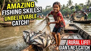 Unbelievable Net Fishing Skills Of A Young Girl