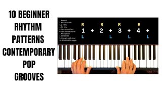 Piano Chord Rhythm Patterns for Beginners (5 Minute Exercise to Practice 10 Pop Grooves)