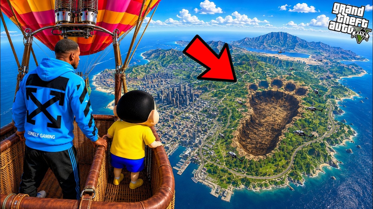 Franklin Followed Giant Footprints to Find Missing Shinchan in GTA 5!