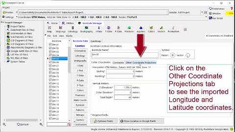 RockWorks17: Excel Import using Lon/Lat coordinates