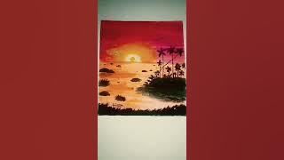 Mini Sunset Painting   #painting #shorts #art #easy #viral #beginners #trending #sun #creative
