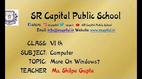More on Windows 7. (Class - VI th)