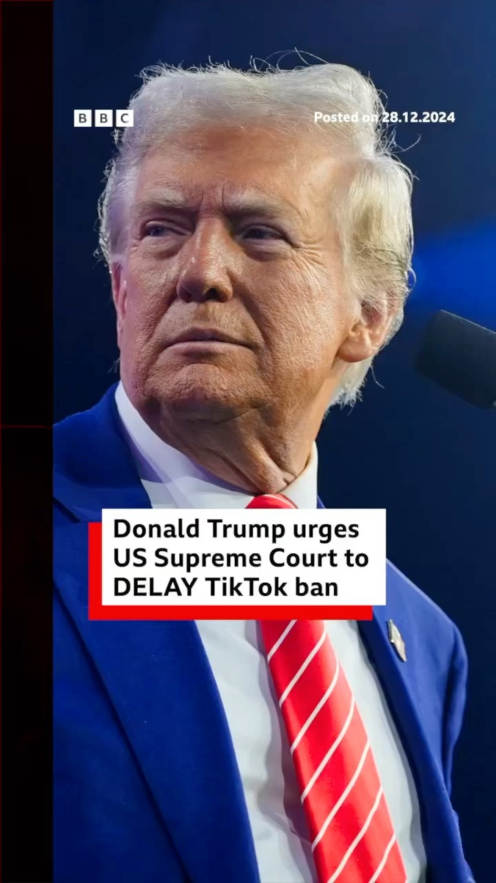 Donald Trump has asked the US Supreme Court to delay an upcoming TikTok ban. #Shorts #BBCNews