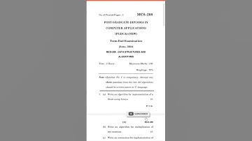 MCS 208 Data structure and algorithms june 2024 #ignou #ignouexams #pyq #mca #bca #algorithm