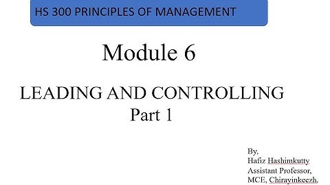 KTU HS300 Principles of Management Module 6 Part1