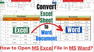 How to Convert MS Excel File into MS Word Document? | How to Open MS Excel File in MS Word?